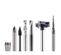 Lathe Tools 7pcs 1/4 Inch Shank Solid Carbide Router Bits Essential Kit Set 6.35mm CNC Engraving Milling Cutter Woodwork