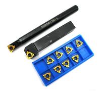 Lathe Turning Tool Holder Set 2pc Boring Bar with Inserts | 2-piece holder set, 10 carbide inserts, alloy steel build, internal threading, right direction