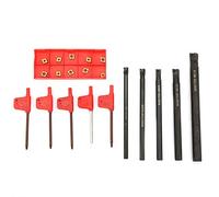 Lathe Turning Tool Holder Set, SCLCR06 (SO6H/SO7K/SO8K/S10K/S12M) with 10x CCMT060204 Inserts, 95° Right-Hand Steel CNC Tool Holders & Wrenches