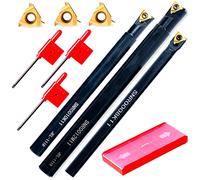 Lathe Turning Tool Indexable 3pcs Internal Thread Boring Bars SNR0008K11+SNR0010K11+SNR0012M11 with 3pcs Turning Carbide Inserts 11IR A60for Lathe Threading Tool Metal Cutting