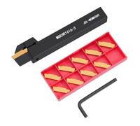 Lathe Turning Tool Kit, MGEHR1616-3, 16mm Shank, Lathe Parting Tool Holder Carbide Turning Tools with 10pcs MGMN300-M Indexable Inserts &Wrench, CNC Lathe Cut-Off Tools Boring Bars for Metal Turning