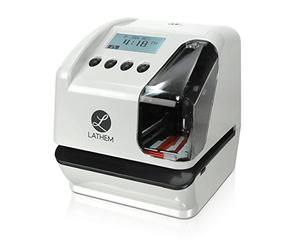 Lathem Time Company Electronic Multi-Line Time, Date and Numbering Document Stamp, Clear, Gray, 7.1" x 6.1" x 7"