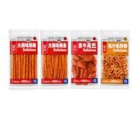 Latiao 4 Flavour Mix, Hot Pot Spicy Sticks, Hot Pot Strips, Tail-Shaped Latiao and Fried Noodle Flavour, 1 Pack per Flavour, Spicy Asian Snack