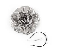 LATIMOON Large Rose Flower Brooches Lapel Pins Dainty Satin Fabric Brooch Pin for Women Wedding Part Dance 2-in-1 Headbands, Plastic, no gemstone
