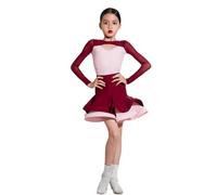 Latin Competition Clothing for Girls, Girls' Dance Dresses Lyrical Ballet Dress Ballet Clothing Two-Piece Leotard Gymnastics Jumpsuit Jersey Body with Tutu Skirt Dance Wear Pratice Costumes