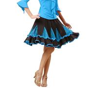 Latin Curling Dance Performance Show Skirt red/Pink/Green wear for Womens Ballroom Tango cha cha Salsa Samba Rumba Dancing Dress (UK, Alpha, L, Regular, Regular, Cyan)