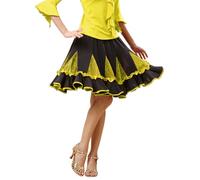Latin Curling Dance Performance Show Skirt red/Pink/Green wear for Womens Ballroom Tango cha cha Salsa Samba Rumba Dancing Dress (UK, Alpha, S, Regular, Regular, Yellow)