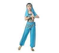 Latin Dance Dress for Girls 5 Piece Tassel Dancewear Sequin Fringe Dress Modern Ballroom Cha Cha Dancer Latin Outfits Children's Loose Fitting Plain Clothing School Uniform (Light Blue, 4-5 Years)
