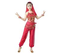Latin Dance Dress for Girls 5 Piece Tassel Dancewear Sequin Fringe Dress Modern Ballroom Cha Cha Dancer Latin Outfits Children's Loose Fitting Plain Clothing School Uniform (Hot Pink, 6-7 Years)