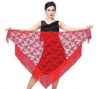 Latin Dance Hip Scarf for Women, Fringe Dance Practice Performance Skirt, Lace-up Tango Dance Skirt Apron for Rave Party Costume Outfits, Tassel Scarf Wrap Skirt for Tango chacha Salsa Samba Rumba