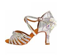 Latin Dance Shoes Female Adult Soft Sole with National Standard Professional Diamond-Studded(37)