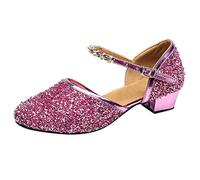 Latin Dance Shoes for Women Black Sandals Dancing Heels Women's Mid Low Heel Salsa Tango Ballroom Party Outdoor Wide Fit Prom Orthopedic UK Mary Jane Pumps Close Toe Dress Comfortable Court 2-Hot Pink