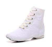 Latin Dance Shoes for Women Black Sandals High Heels Jazz Cross Strap Split Sole Pu Wedge Wide Fit Closed Toe Bridesmaid Ballroom Dancing Indoor Yoga Silver Open-Toed White-A Size 4