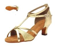 Latin Dance Shoes for Women Jazz Ballroom Salsa Tango Practice Dancing Shoes Black/Red/Blue/Brown/Gold/Silver Soft Sole(Gold 5cm,41 (25.5CM))