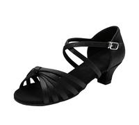 Latin Dance Shoes Girls Satin Open Toe Professional Salsa Tango Practice Ballroom,Comfy