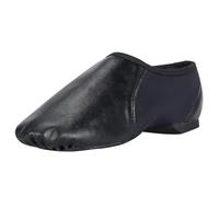 Latin Dance Shoes Man Unisex PU Leather Upper Slip-on Jazz Shoe with Circle Elastic for Men Dance Shoes(Black,42.5)