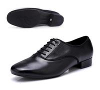Latin Dance Shoes Men Men Standard Dance Shoe Ballroom Shoe Professional Genuine Leather Latin Dance Shoes Practice Competition(Black Rubber Bottom,45)