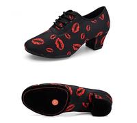 Latin Dance Shoes Men Soft Sole Unisex Dance Shoes Ballroom Dancing Modern Tango Jazz Performance Practise Shoes(Fur Bottom 5cm,34)
