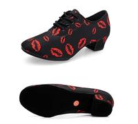 Latin Dance Shoes Men Soft Sole Unisex Dance Shoes Ballroom Dancing Modern Tango Jazz Performance Practise Shoes(Straight Fur 3cm,35)