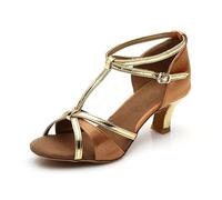 Latin Dance Shoes with Soft Sole, Comfortable Heels, Ideal for Practice for Ballroom Dances, brown, 7 UK