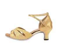 Latin Dance Shoes Women-Zapata Salsa and Bachata High Heel-Sneakers Salsas Tango Modern Jazz Practice-High Shoes Cuban Heel Professional Practice-Party, Carnival, gold, 8 UK
