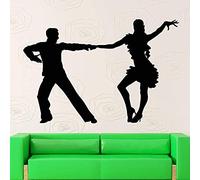 Latin Dancers Dancing Silhouette Wall Stickers Male and Female Ballroom Living Room Decoration Wall Poster Vinyl Mural 42X57Cm
