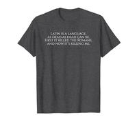 Latin is A Language - Funny Ancient Rome Latin Student Poem T-Shirt, Men, Dark Heather Grey, Medium