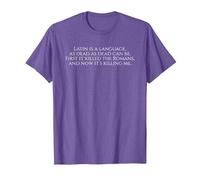 Latin is A Language - Funny Ancient Rome Latin Student Poem T-Shirt, Men, Purple Heather, Small