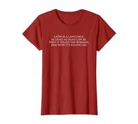 Latin is A Language - Funny Ancient Rome Latin Student Poem T-Shirt, Women, Cranberry Red, Small