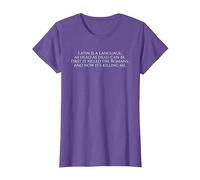 Latin is A Language - Funny Ancient Rome Latin Student Poem T-Shirt, Women, Purple Heather, Medium
