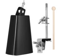 Latin Percussion Cowbell with Mount, 6in Metal Cow Bell with Drum Stick & Adjustable Mounting Bracket, Noise Maker with Cowbell Clamp for Drumset, Percussion Accessories
