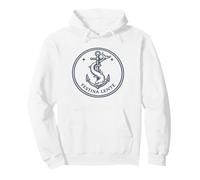 Latin Quote Festina Lente Anchor and Dolphin Emblem Pullover Hoodie