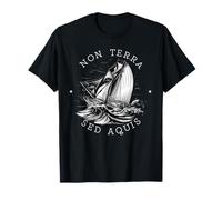 Latin Sailing Quote Non Terra Sed Aquis Nautical Design T-Shirt