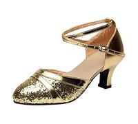 Latin Sequins Women's High Heels for Ballroom Tango - Elegant Medium Heel Shoes for Social Dances Women's Web Shoes Dance Shoes Style