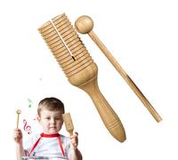 Latin Single Speaker Musical Toy with Stick Educational Toy for Adults & Kids Tone Block Musical Instrument Percussion Instrument Wooden Guiro Musical Crow Sounder