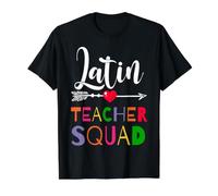 Latin Teacher Squad Heart Fun Teachers Matching Value Graphic T-Shirt, Men, Black, S