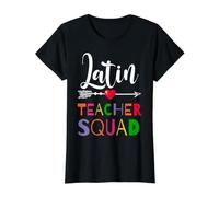 Latin Teacher Squad Heart Fun Teachers Matching Value Graphic T-Shirt, Women, Black, L