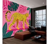 Latin Wall Murals Jungle Plants Animals Leopards Custom Size Wall Murals, Large Photo Wallpaper Hd Printing Water Proof for Living Room Bedroom Bathroom Children's Room 500 x 280 cm