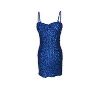 Latin Womens Camisole Dress Girls Salsa Samba Sleeve-Less Sequin Sparkle Dance Party wear (UK Women 4/6/8/10) (Blue)