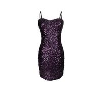 Latin Womens Camisole Dress Girls Salsa Samba Sleeve-Less Sequin Sparkle Dance Party wear (UK Women 4/6/8/10) (Purple)