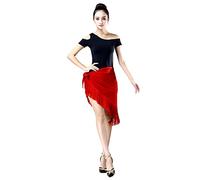 Latin Womens Short Dance Tassel Scarf wrap Skirt for Tango chacha Salsa Samba Rumba Dancing Dress (One Size) (Red)