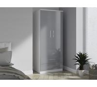 Latina 2 Door 2 Drawer Wardrobe H: 182.5 X W: 74 X L: 53 cm Light Grey/White