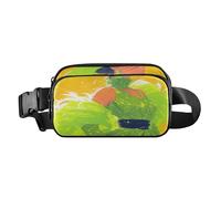Latina Women Green Yellow Fashionable Crossbody Bag Waist Packs for Men Women Water Resistant Bum Bag Belt with Adjustable Strap for Travel Running Hiking, Aesthetic Fighting Fish, One Size