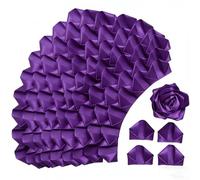 LatinaFlorista 300Pcs Preformed Satin Petals for DIY Forever Roses - Cost-Effective Bulk Supply for Handmade Bouquets, Simplifying Wedding & Event Decor Preparation (300 Pcs Dark Purple)