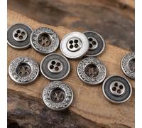 Lationday 20pcs 11.5/15/20mm Vintage Bronze, Silver 4-Hole Buttons, Rustic Sewing Decor for Shirts, Suits, Stylish Crafting Essentials