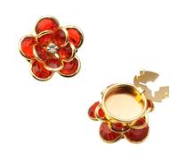 Lationday Handmade Crystal Button Covers - 2 Pack Decorative Flower Design No Sew Accessories for Shirts, Weddings, Cufflinks, DIY Floral Gifts (Red (single), 25mm 2pcs)
