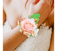 Latious Bride Wedding Rose Corsage Flower Prom Corsages Bridesmaids Hand Floral for Women and Girls (Pink)