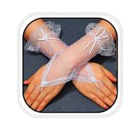 Latious Fingerless Lace Wedding Gloves White Short Bridal Gloves Prom Accessories for Bride and Women, White, One Size
