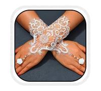 Latious Lace Fingerless Wedding Gloves White Short Bridal Gloves Prom Accessories for Bride and Women, White, One Size
