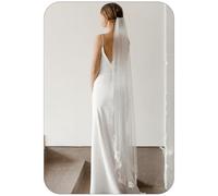 Latious Lace Wedding Veils 1 Tier Floral Bridal Veil Long Tulle Veils with Comb for Brides and Women, Ivory, One Size